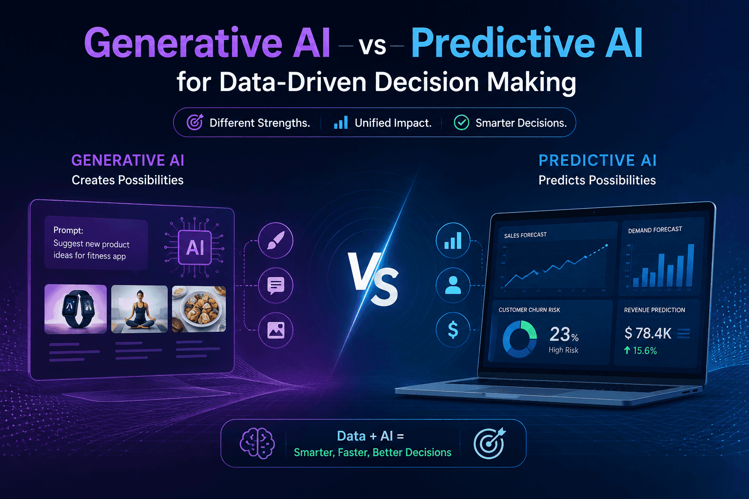Generative AI vs Predictive AI for Data-Driven Decision Making